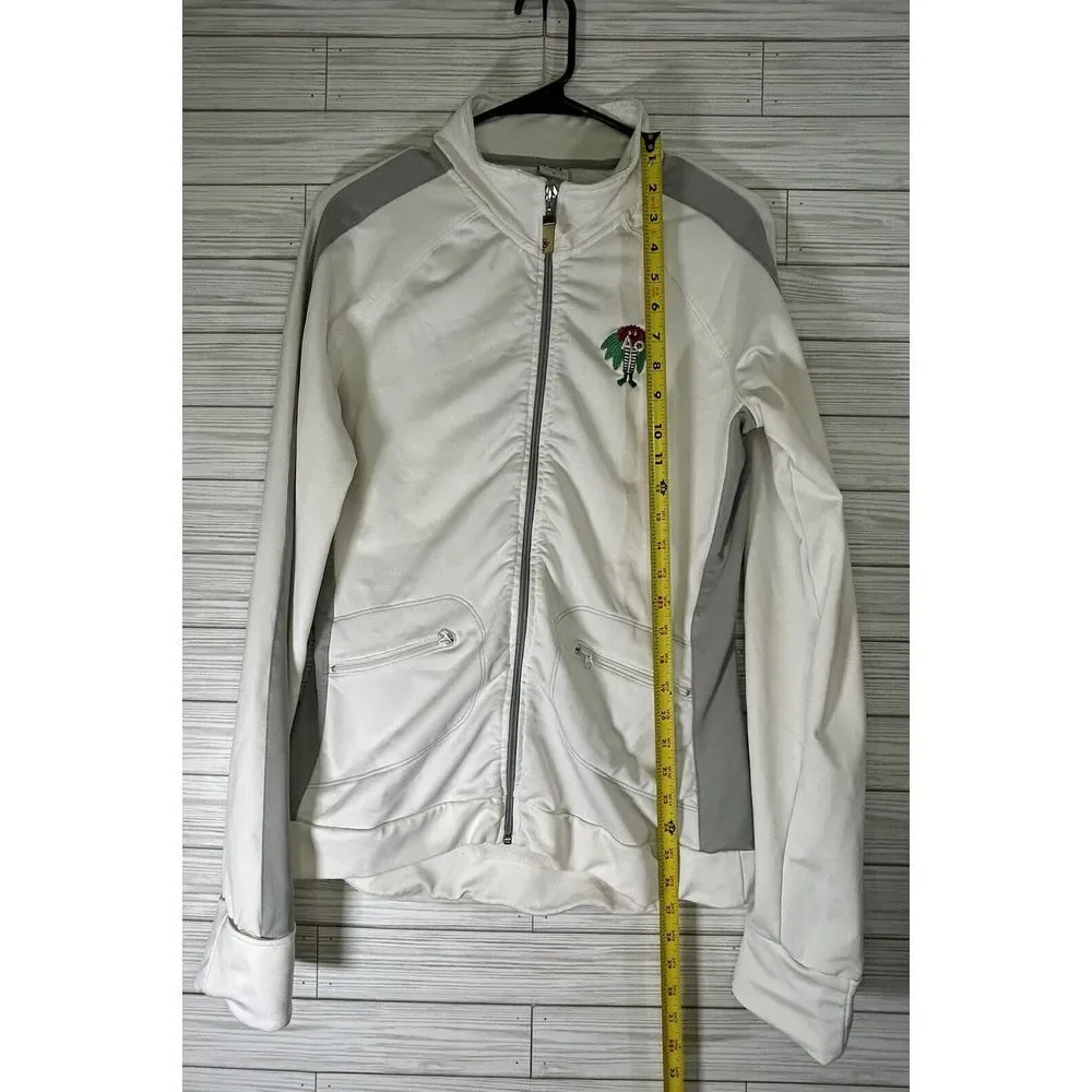 ALO coolfit yoga athletic womens jacket white full zip Sz Medium With‎ Logo